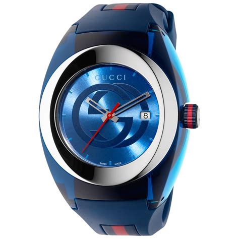 gucci blue rubber strap watch|gucci leather strap replacement.